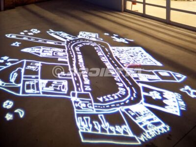 Projections de graphismes artistiques sur le sol