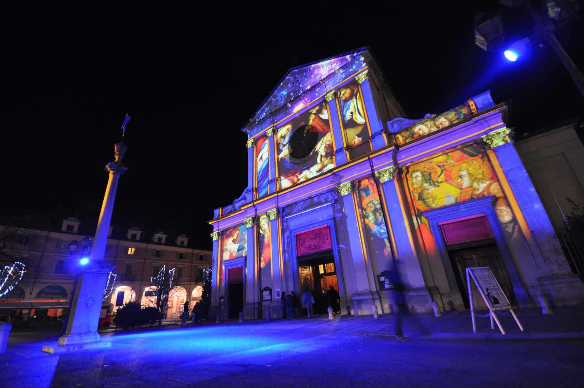 Video mapping sulla chiesa di Giaveno