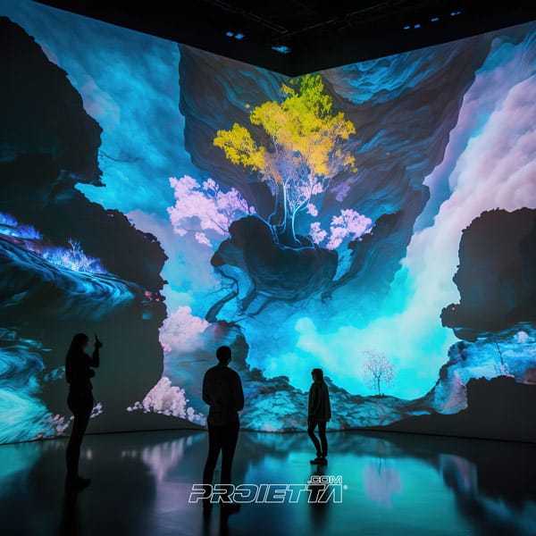 Projections immersives d'œuvres d'art dans les intérieurs de musées