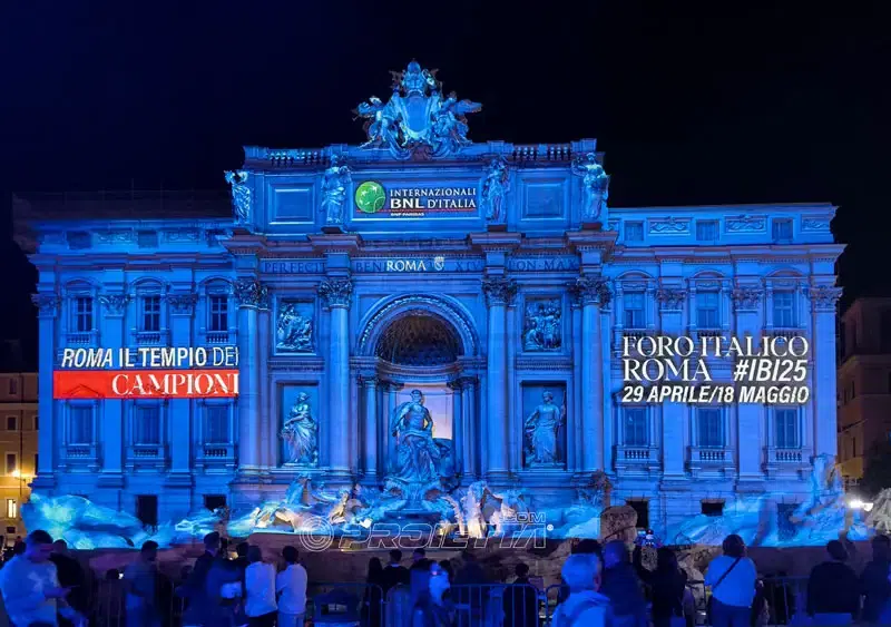 Fontana di Trevi, video mapping per gli internazioni di Tennis BNL